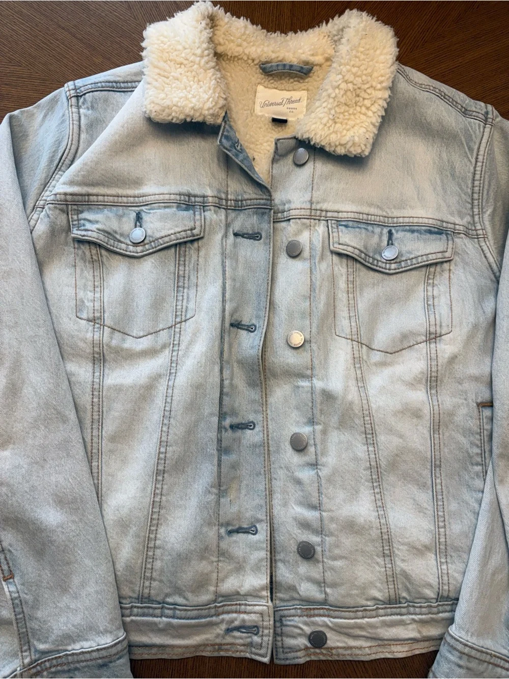 Universal Thread Light Wash Sherpa Collar Denim Jacket